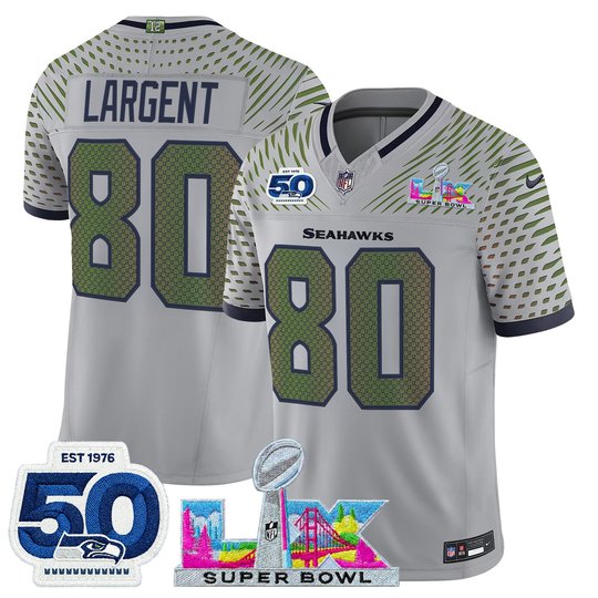 Men's Seattle Seahawks "Super Bowl LX & 50th Patch" Vapor Limited Jersey - All Stitched