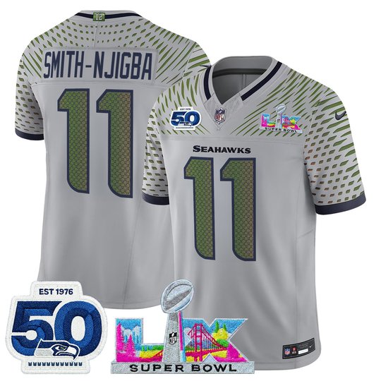 Men's Seattle Seahawks "Super Bowl LX & 50th Patch" Vapor Limited Jersey - All Stitched