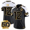 Men's Seattle Seahawks 50th Anniversary Patch Gold Vapor Limited Jersey - All Stitched
