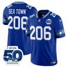 Men's Seattle Seahawks Throwback Vapor Limited Jersey - 50th Anniversary Patch - All Stitched