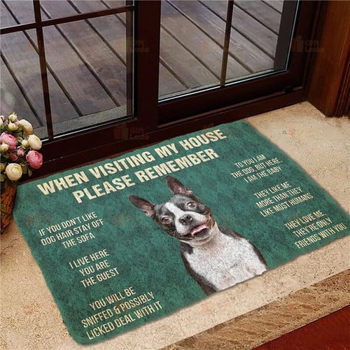 Please Remember Boston Terrier House Rules Non-Slip Doormat for Bedroom Porch