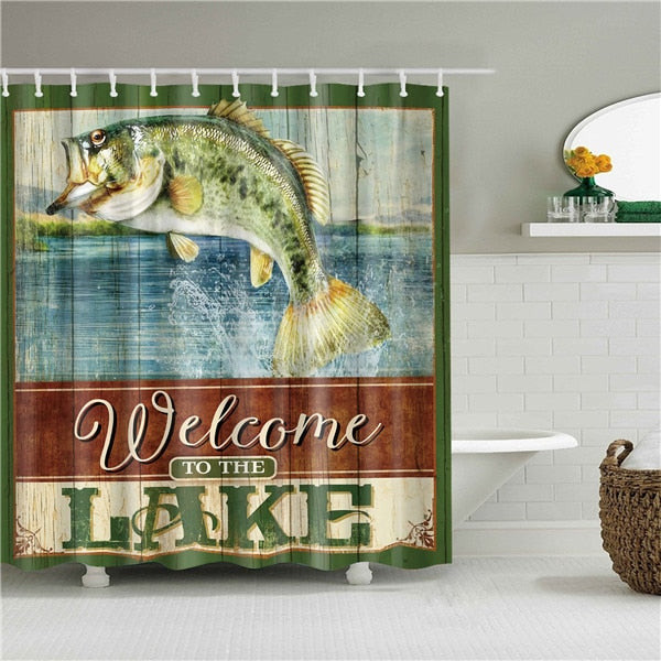 Welcome to the Lake Fabric Shower Curtain