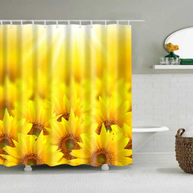 Yellow Flowers Fabric Shower Curtain