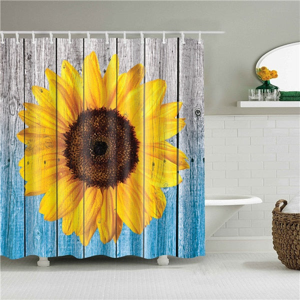 Farmhouse Sunflower Fabric Shower Curtain