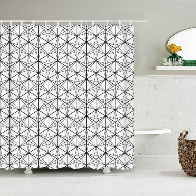 Star Pattern Fabric Shower Curtain