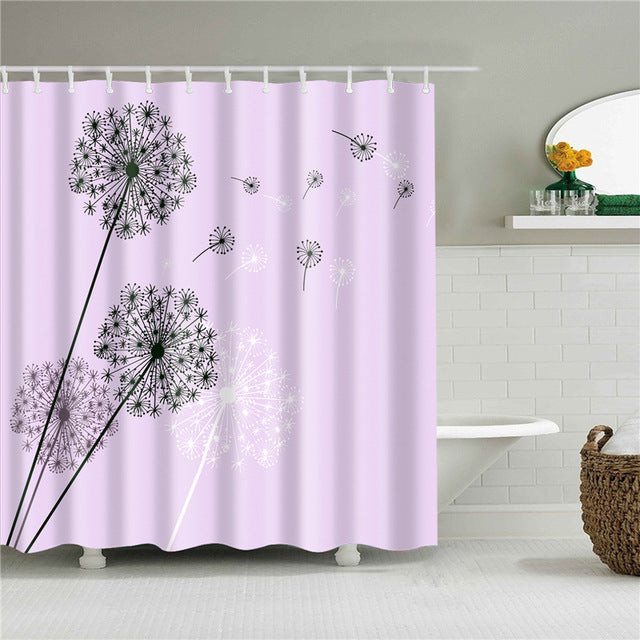 Dandelion Lavender Fabric Shower Curtain