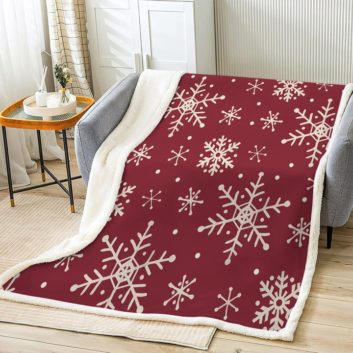 Merry Christmas King Couch Sherpa Fleece Blanket, Snowman Bed Throw Blanket, Christmas Snowflake Sherpa Fleece Blanket, Gifts for Christmas