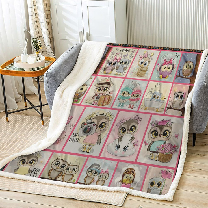 Owl Art Warm And Cozy Fleece Blanket, Owl SofaThrow Blanket, Owl Cute Baby Sherpa Fleece Blanket, Cute Owl Sherpa Fleece Blanket, Gifts for Owl