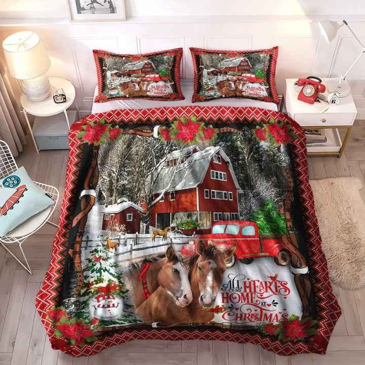 Wild Horse Cozy Bedding Set, Christmas King Size Bedding Set, Horse Christmas Bedding Set, Gifts for Christmas