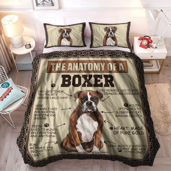 Boxer Dog Cozy Bedding Set, Boxer Queen Size Bedding Set, Boxer Puppy King Size Bedding Set, The Anatomy Of A Boxer Bedding Set, Gifts for Boxer
