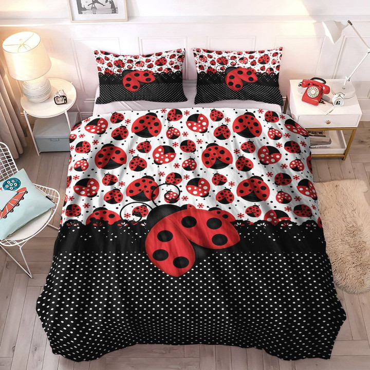 Entomology King Size Bedding Set, Ladybug Gift Comforter Cover Bedding Set, Ladybug Bedding Set, Gifts for Ladybug