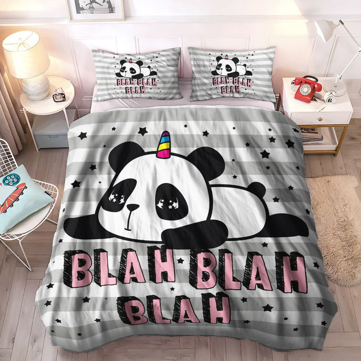 Bamboo Panda Comforter Cover Bedding Set, Unicorn King Size Bedding Set, Panda Unicorn Bedding Set, Gifts for Unicorn