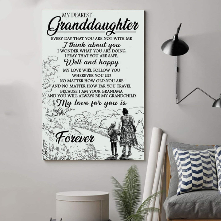 Cv518 family canvas to granddaughter i think about you canvass for room aesthetic | PB Canvas