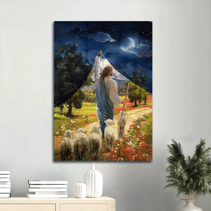 Lamb Of God Canvas Wall Art - Jesus And Lamb Painting - Jesus The Good Shepherd Portrait Canvas - Christian Gift | PB Canvas
