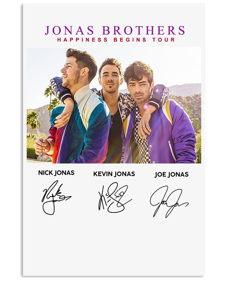 Jonas Brothers Happiness Begins Tour Nick Kevin And Joe Jonas Signatures Canvas Print | PB Canvas