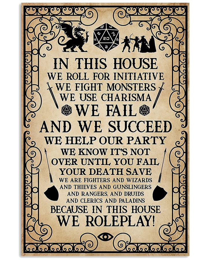 In This House We Roll For Initiative We Fight Monsters Canvas Print | PB Canvas