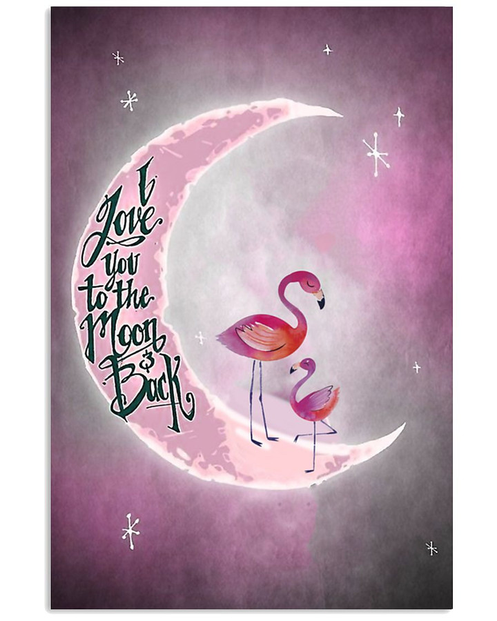 Flamingo I Love You To The Moon And Back Canvas Print 2 | PB Canvas