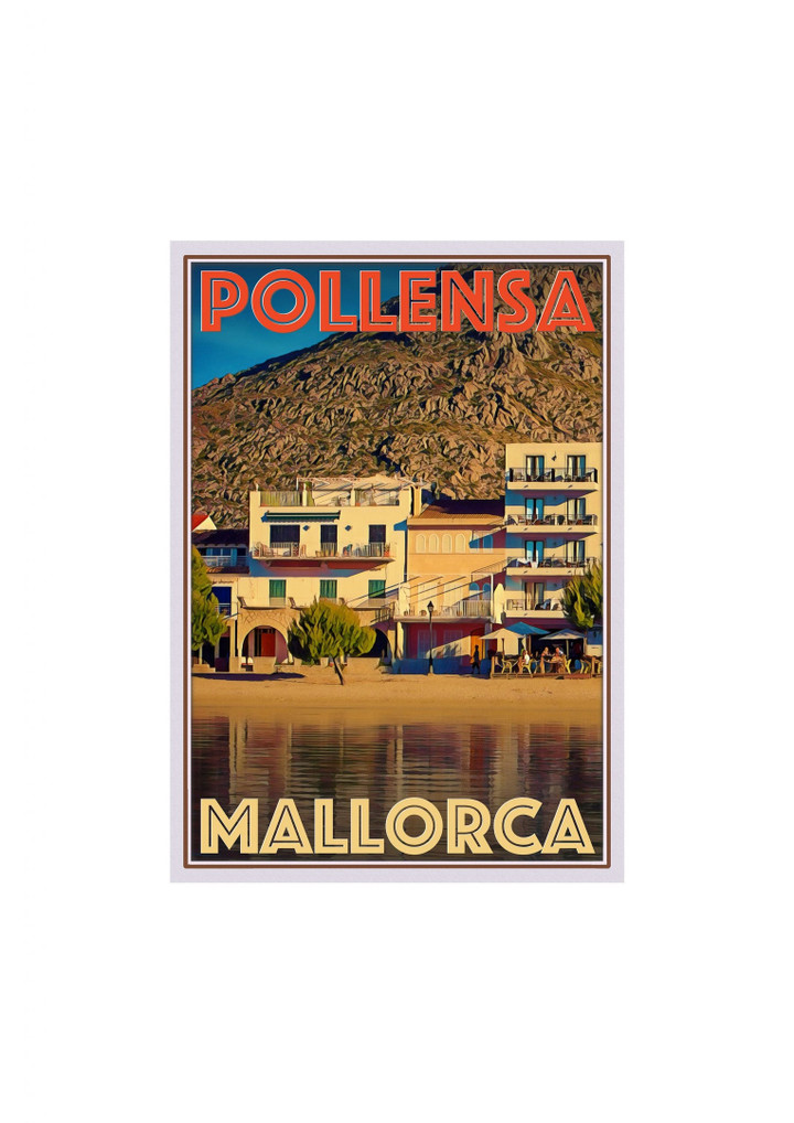 Retro Vintage Style Travel Pollensa Mallorca Canvas Canvas Print | PB Canvas