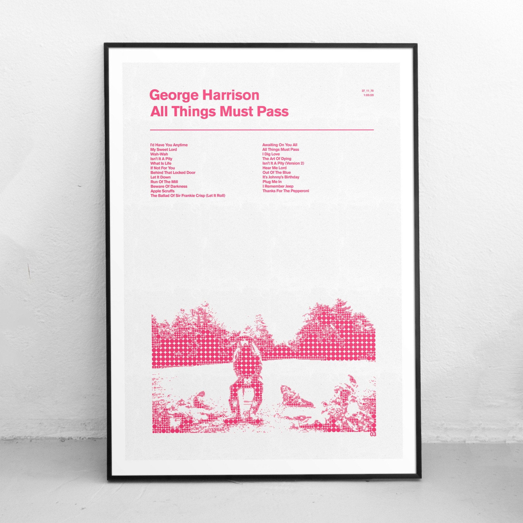 George Harrison All Things Must Pass Beatles Graphic Design Various Colours Retro Dot Matrix Canvas Canvas Print | PB Canvas