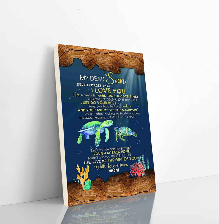 Turtle Canvas Canvas My Dear Son Never Forget That I Love You Be Brave Be Bold Just Do Your Best Your Way Back Home With Love And Kisses Mom Vertical Canvas Dhg 2912 | PB Canvas