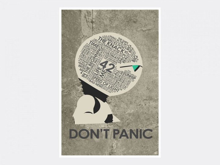 Hitchhikers Guide To The Galaxy Dont Panic Giclee Art Print Canvas By Stephen Poon Canvas Canvas Print | PB Canvas
