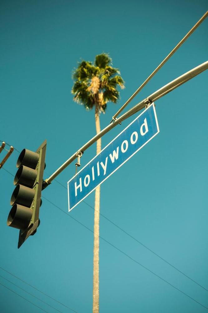 Hollywood Overhead Traffic Lights Street Sign Los Angeles California Photo Photograph Canvas Canvas Print | PB Canvas