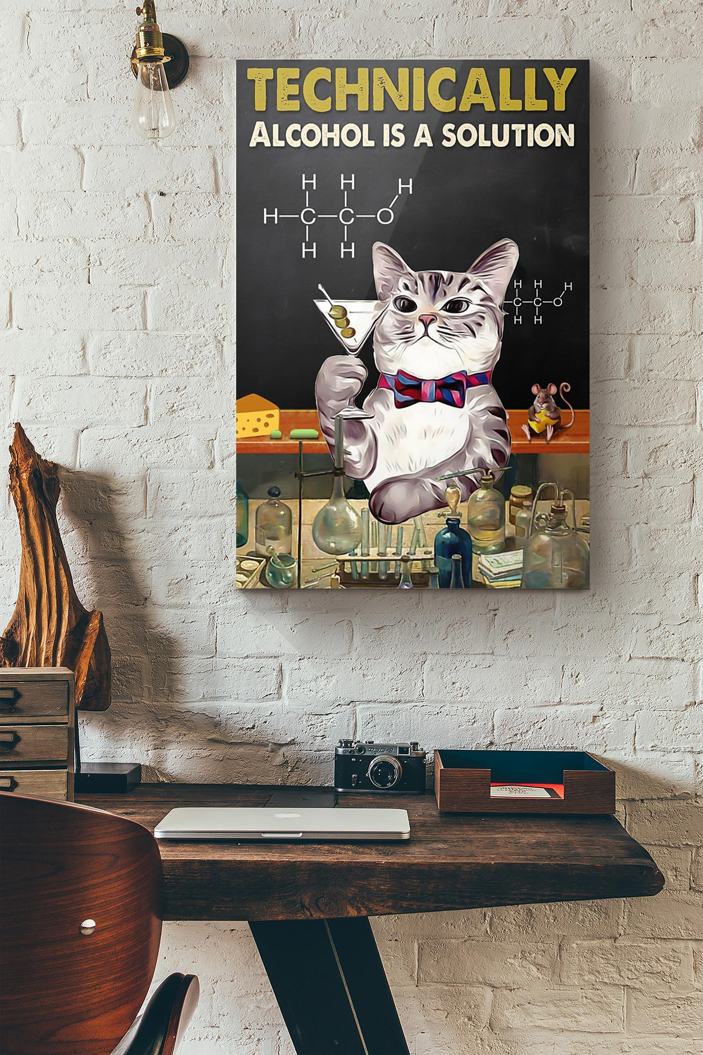 Cat Technically Alcohol Is A Solution Canvas Wrapped Canvas | PB Canvas