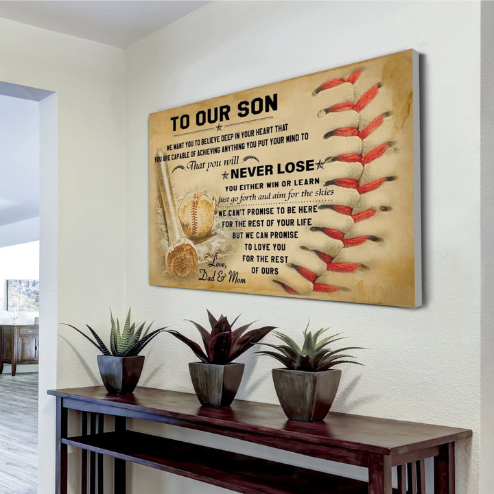 To Our Son Canvas Baseball Print Baseball Gift Sports Gift Baseball To My Son Canvas Gift For Son From Dad Gift From Dad Father Is Day Horizontal Canvas Dhg 1102 | PB Canvas