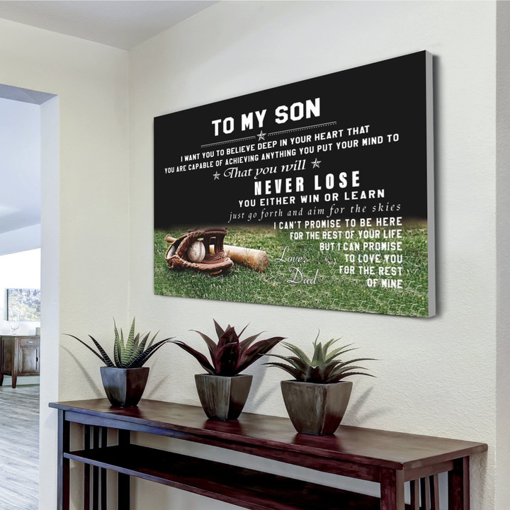 To My Son I Want You To Believe Deep In Your Heart That Canvas Baseball To My Son Braver Than You Believe Baseball Dad Print Canvas Horizontal Canvas Dhg 1067 | PB Canvas