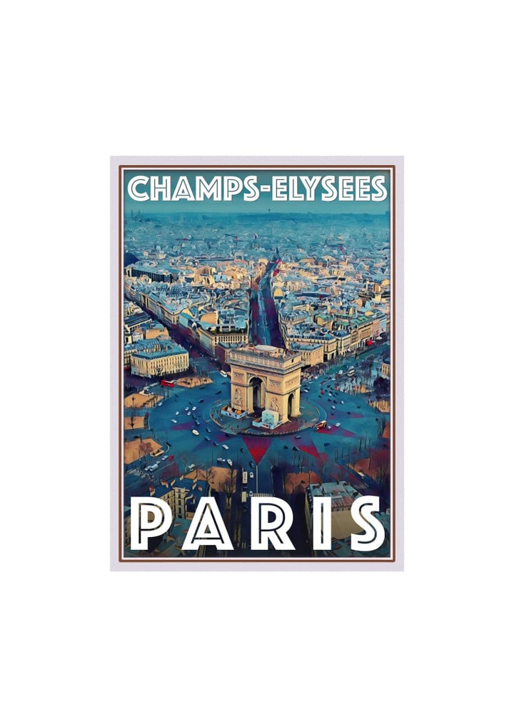 Retro Vintage Style Travel Paris Champs Elysee Canvas Canvas Print | PB Canvas