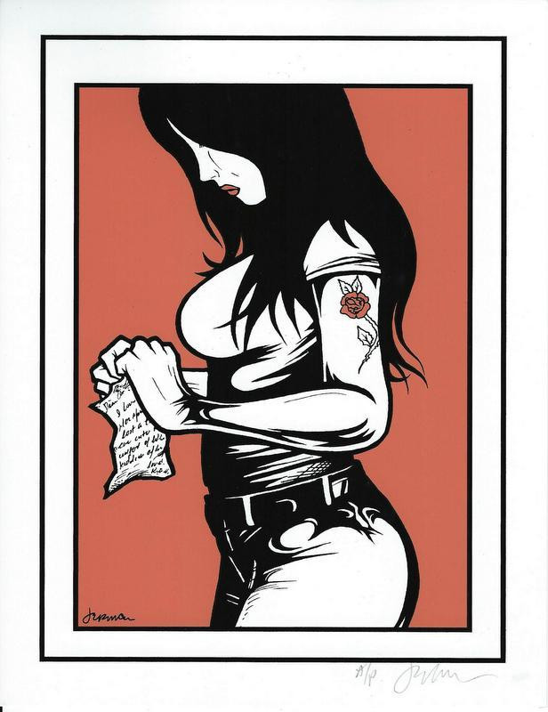Girl With Tattoo Artist Proof Mini Print Jermaine Rogers Signed Canvas Canvas Print | PB Canvas