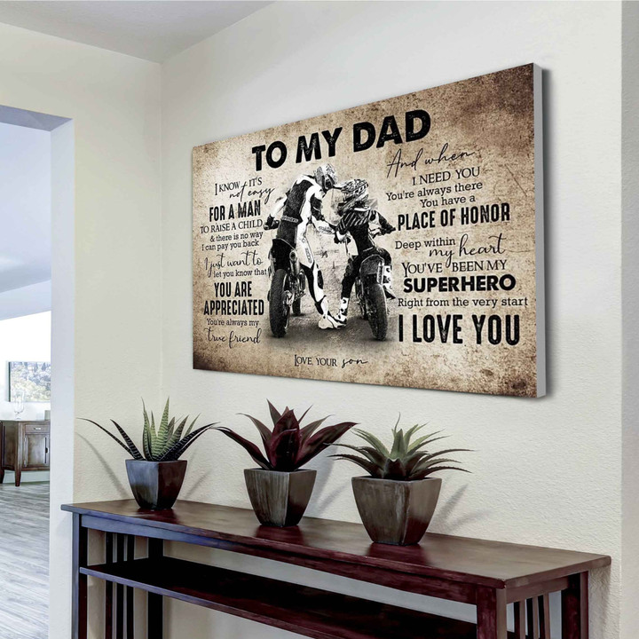To My Dad I Know Its Not Easy Canvas Motorcycle Gift Love Biker Love Motorcycle Motorycle Canvas Wall Decor Canvas Horizontal Canvas Dhg 2761 | PB Canvas