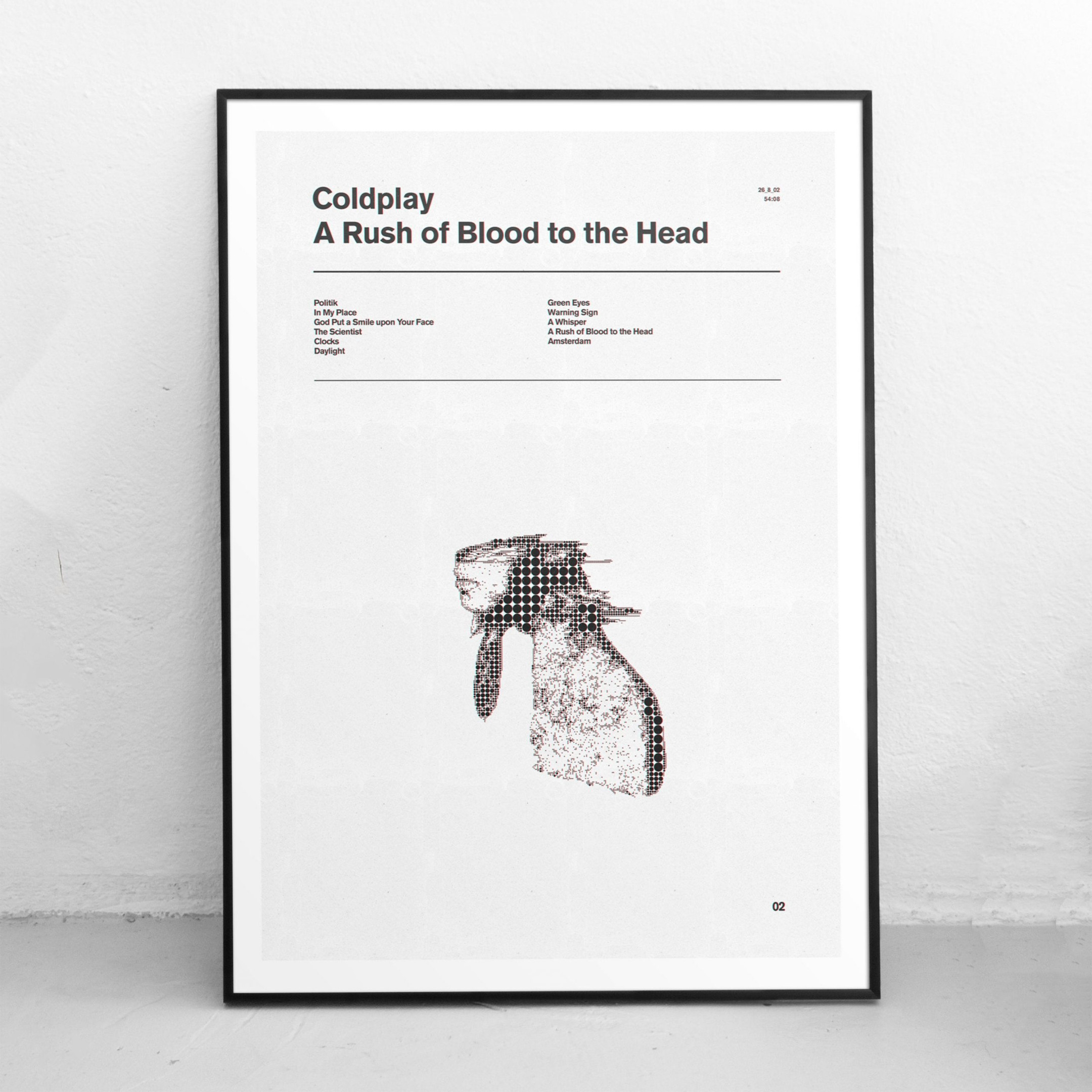 Coldplay Album A Rush Of Blood To The Head Graphic Design Retro Dot Matrix Music Canvas Canvas Print | PB Canvas