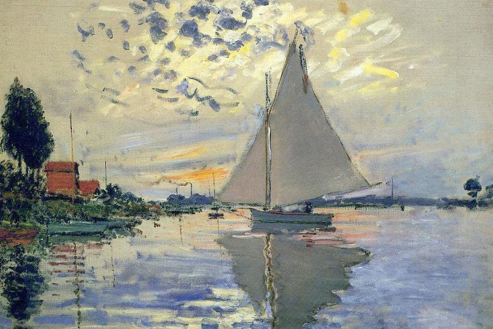 Claude Monet Sailboat At Le Petit Gennevilliers Canvas Canvas Print 2 | PB Canvas