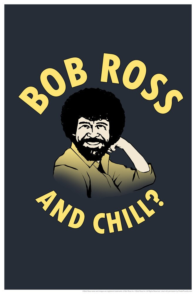 Bob Ross And Chill Funny Painting Canvas Canvas Print | PB Canvas