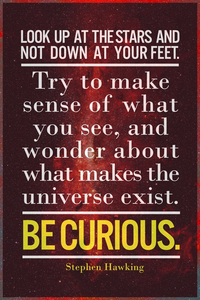 Look Up At The Stars Be Curious Stephen Hawking Famous Motivational Quote Canvas Canvas Print | PB Canvas