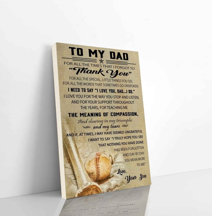 To My Dad From Son Baseball Canvas Frame Canvas No Frame Vertical Canvas Dhg 2746 | PB Canvas