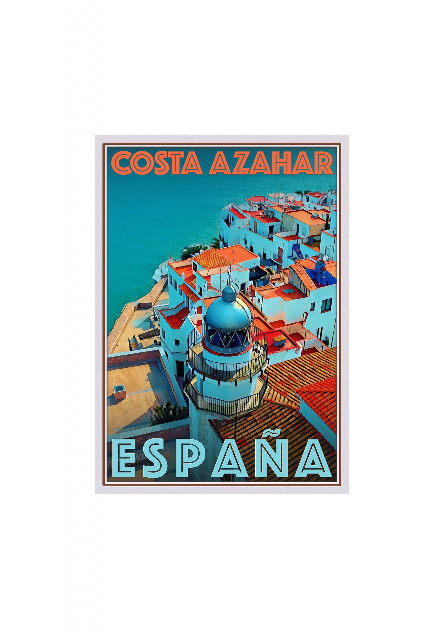 Retro Vintage Style Travel Costa Azahar Canvas Canvas Print | PB Canvas