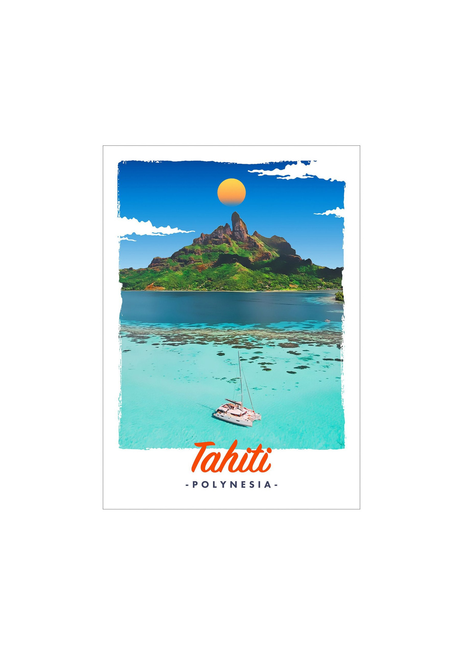 Retro Vintage Style Travel Tahiti Polynesia Canvas Canvas Print 2 | PB Canvas