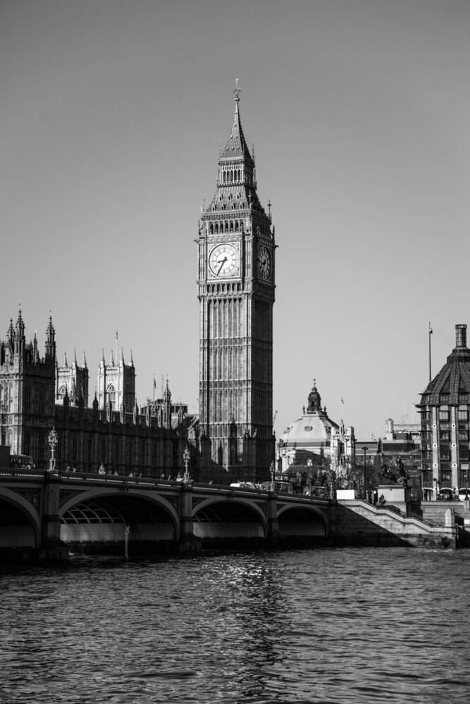 London Big Ben House Of Parliament In Black And White Photo Photograph Canvas Canvas Print | PB Canvas