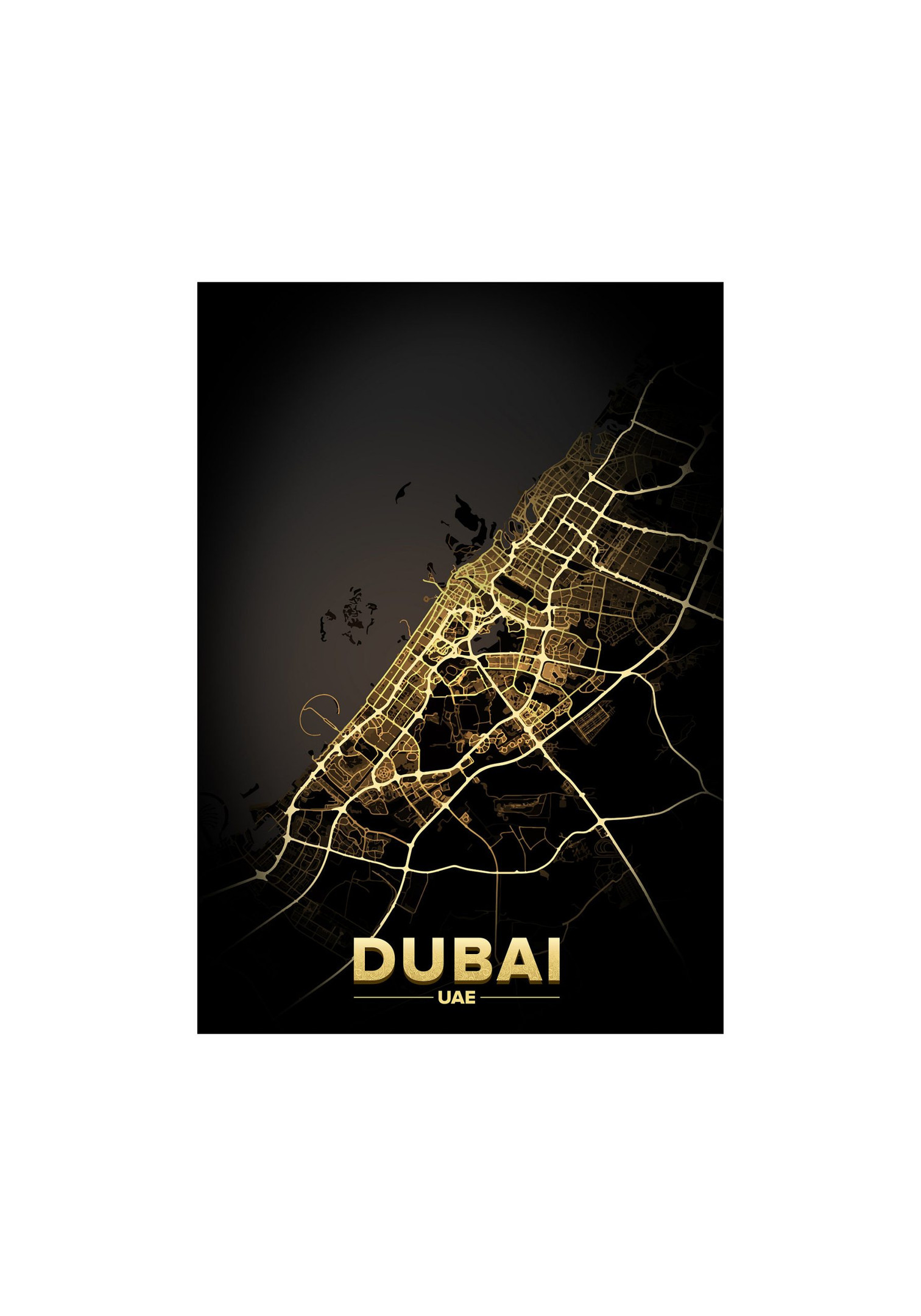Dubai City Lights Print Light Map Wall Arts Canvas Canvas Print | PB Canvas