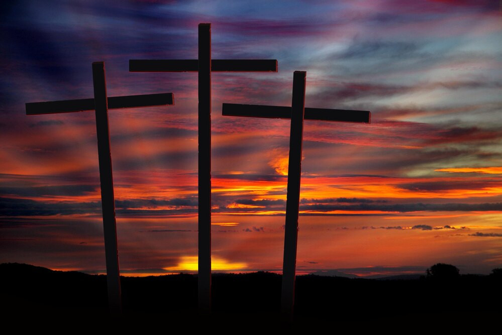 Three Crosses At Sunset Photo Photograph Canvas Canvas Print | PB Canvas