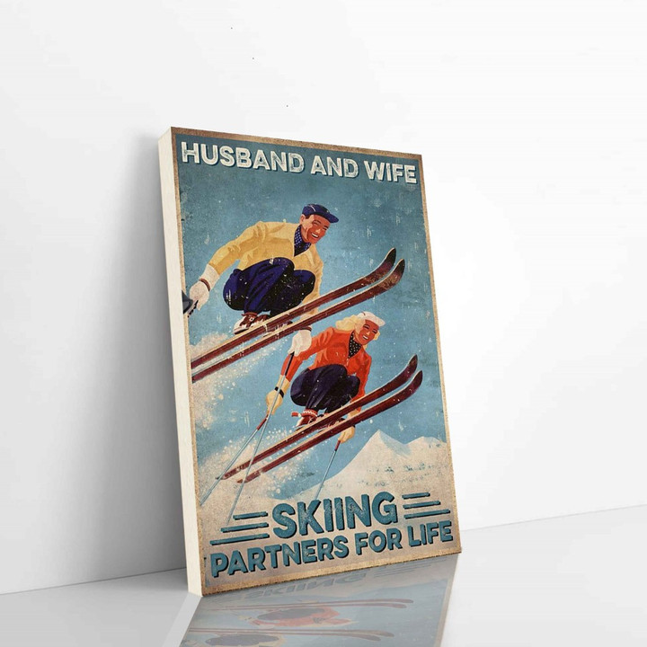 Skiing Vertical Canvas Husband And Wife Skiing Partner For Life 2 Vertical Canvas Dhg 712 | PB Canvas