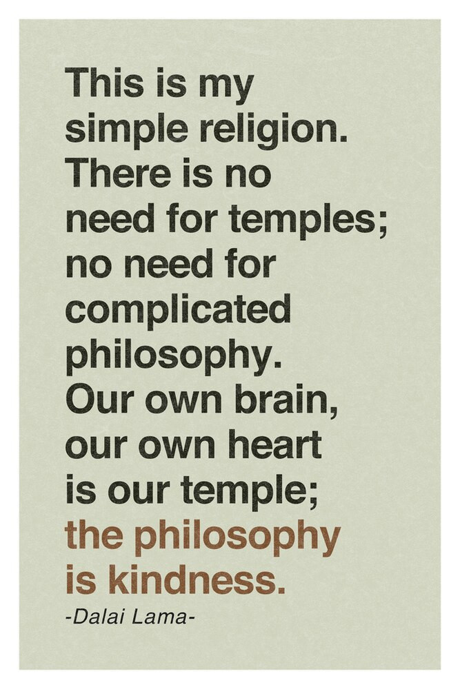 Dalai Lama This Is My Simple Religion Tan Famous Motivational Quote Canvas Canvas Print | PB Canvas