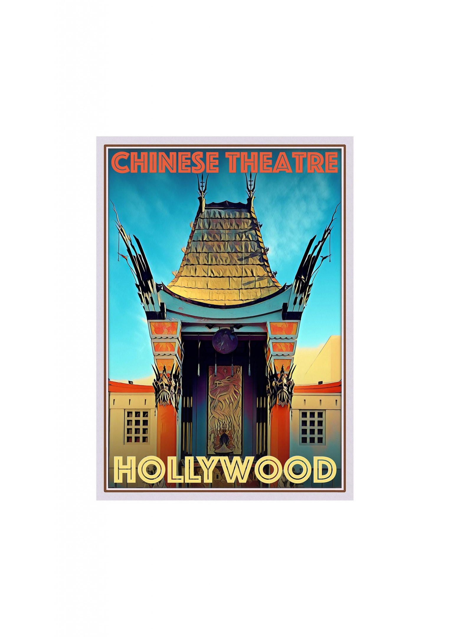 Retro Vintage Style Travel Chinese Theatre Holywood Canvas Canvas Print | PB Canvas