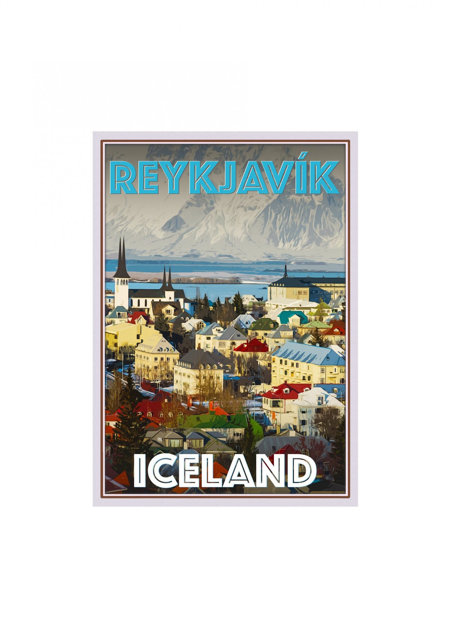 Retro Vintage Style Travel Iceland Reykjavik Canvas Canvas Print 2 | PB Canvas