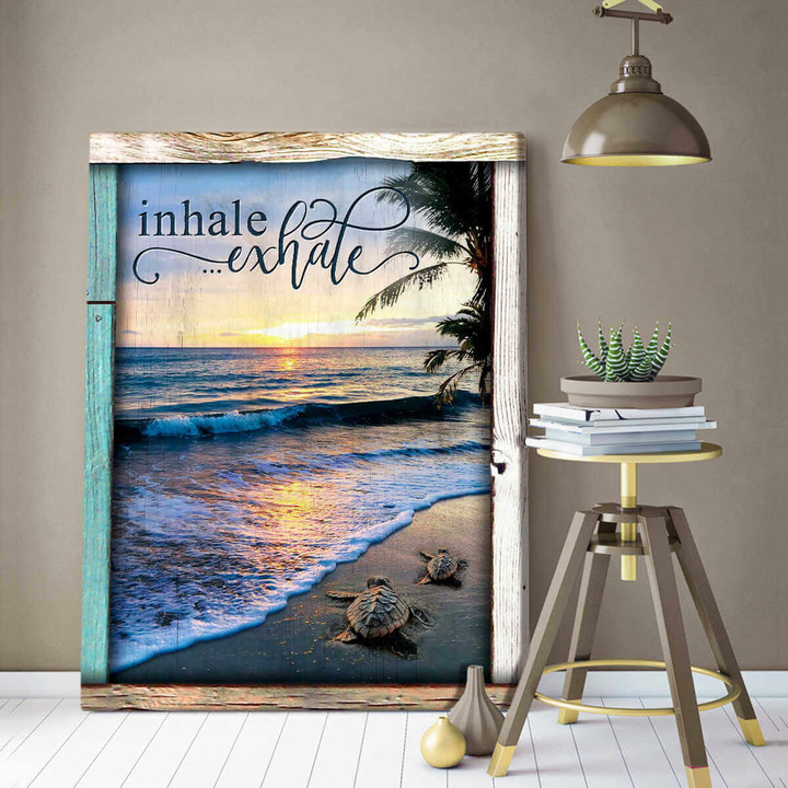 Top 10 Beautiful Beach Canvases Inhale Exhale Turtles And Beach Wall Art Decor Dhg 2147 | PB Canvas