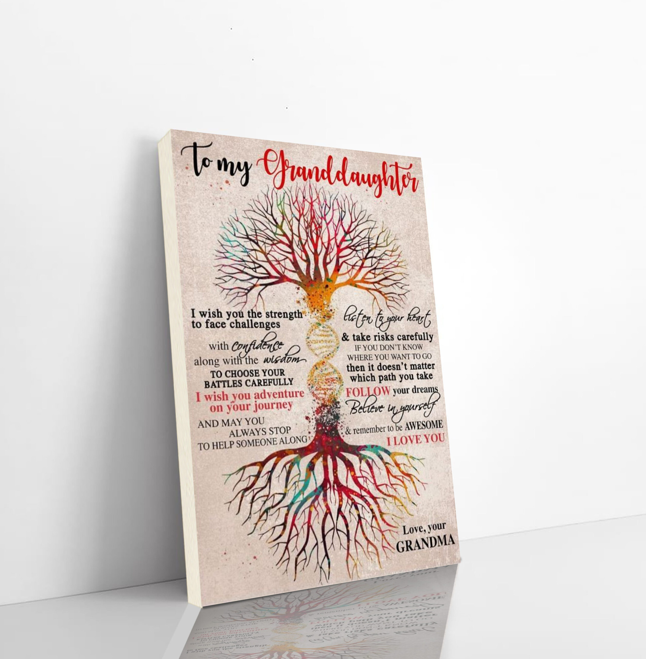 Tree Vertical Canvas From Grandma To Granddaughter I Wish You The Strength To Face Challenges I Love You Vertical Canvas Dhg 828 | PB Canvas