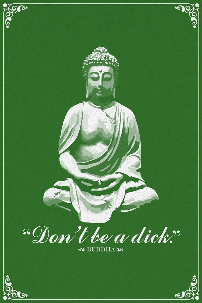 Dont Be A Dick Buddha Script Funny Famous Motivational Quote Canvas Canvas Print | PB Canvas