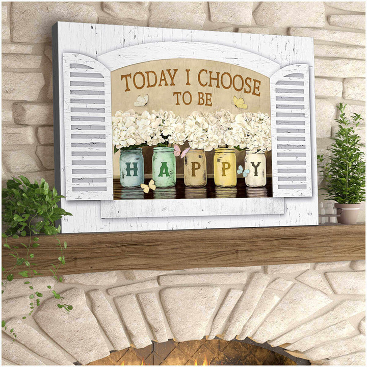 Butterflies Canvas Today I Choose To Be Happy Wall Art Decor Dhg 1502 | PB Canvas